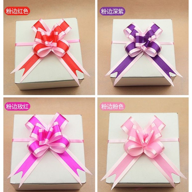 10pcs/lot 3cm Ribbon (Pink) Christmas Gift Wrap Pull Bows Gift Ribbons Happy New Year Birthday Wedding Car Decor(470L)