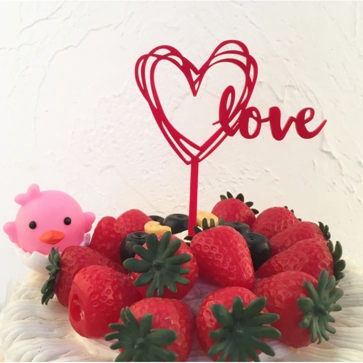 Love Acrylic Cupcake Topper Red Heart Acrylic Cake Topper For Wedding Valentine's Day Party Cake Decor(511L) - Image 2