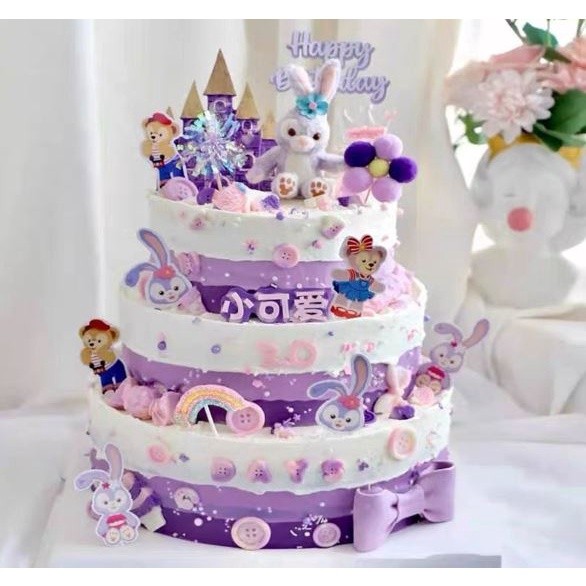 Cake Decoration Ornaments Purple Rabbit Disney StellaLou Girl's Favor Birthday Dessert Table Scene Decor可爱兔子插牌星戴露(2025L) - Image 7