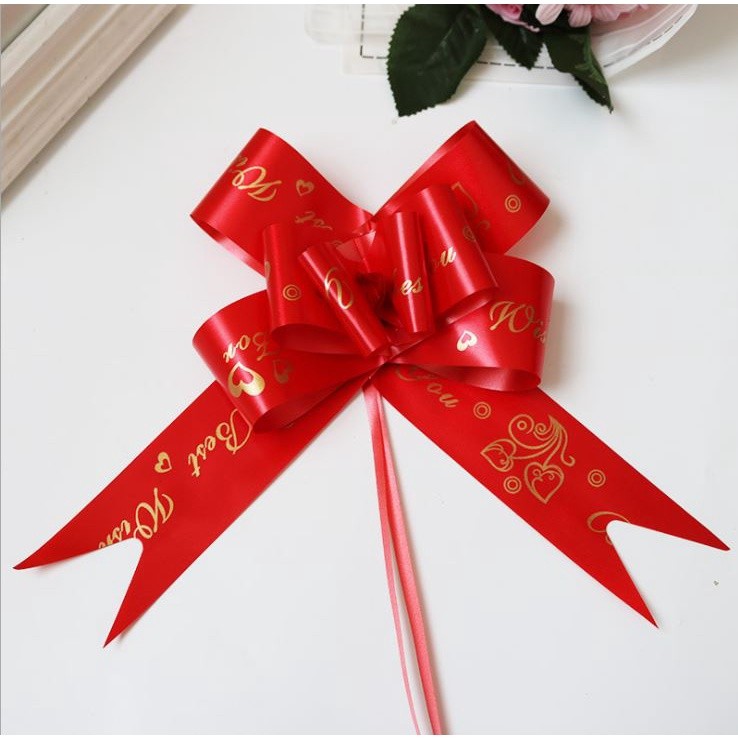 1pc 45# "LOVE""BEST WISHES FOR YOU" Gift Wrap Pull Bows Wedding Birthday Ribbon Decorations for Wedding (1313L) - Image 8