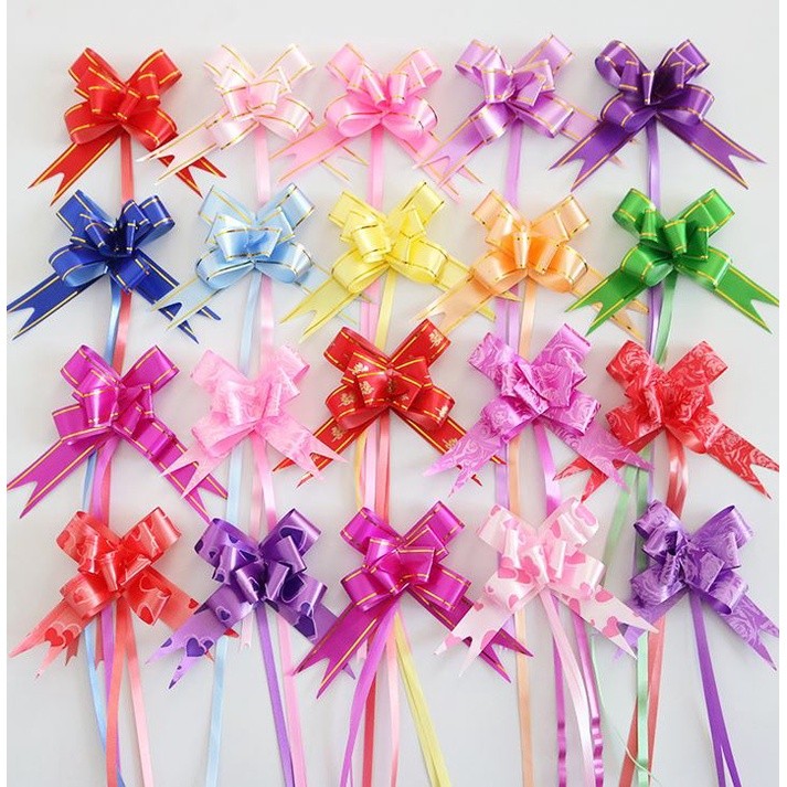 10PCS 1.8cm (Heart) Pull Bows Flower Ribbon For Wrapping Gift Decorate Wedding Car Party Christmas Birthday(1322L)
