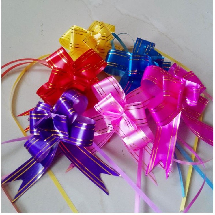 10pcs 3cm Ribbon (Gold) Christmas Gift Wrap Pull Bows Gift Ribbons Happy New Year Birthday Party Wedding Car Decor(465L) - Image 3