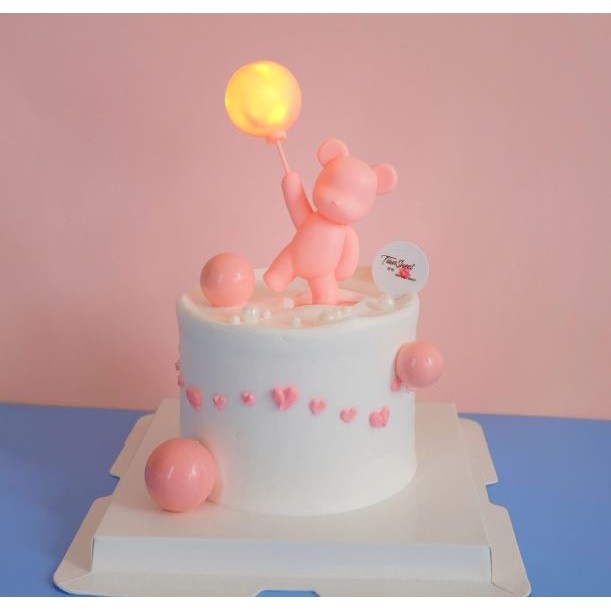 Cute Glowing Balloon Pink Gold Bear Love Cake Topper Valentine's Day Gift Baby Birthday Baking Dessert Decor(2009L) - Image 15