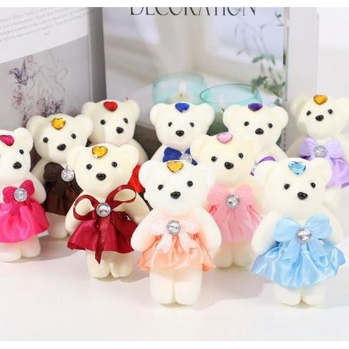 1pc Small Plush Stuffed Mini Teddy Bear Toys Wedding Flower Bouquet Little Satin Cartoon 卡通花束冰淇淋泡沫熊公仔 (1013L) - Image 3