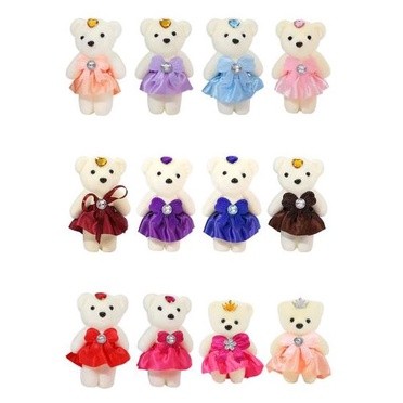 1pc Small Plush Stuffed Mini Teddy Bear Toys Wedding Flower Bouquet Little Satin Cartoon 卡通花束冰淇淋泡沫熊公仔 (1013L) - Image 4