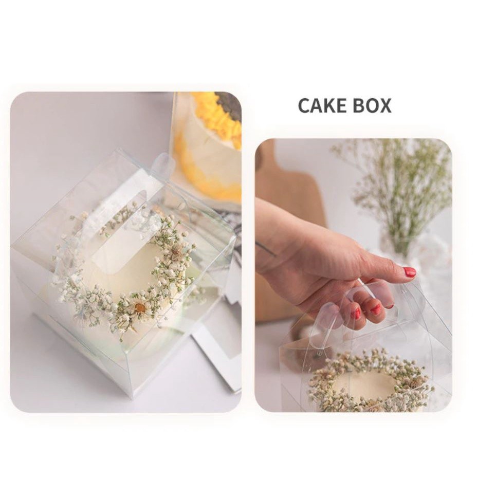 3/4/5 Inch Transparent Handle Boxes Cake Decoration Baby Show Birthday Package Supplies Food Snack(1003L) - Image 2