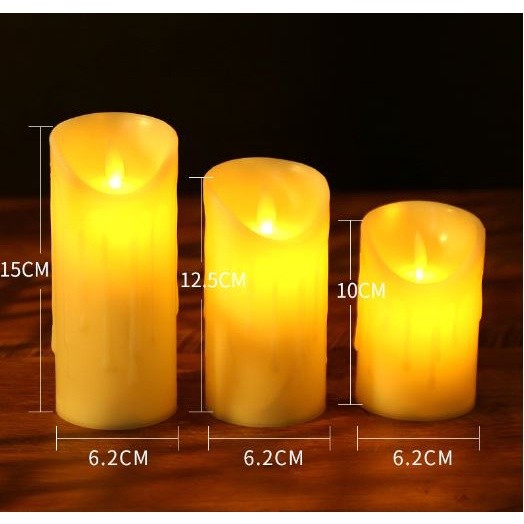 3 Pcs LED Flameless Candle Lights Pillar LED Candle New Year Candles Battery Powered Led 电子蜡烛灯摇摆晃(2000L) - Image 3
