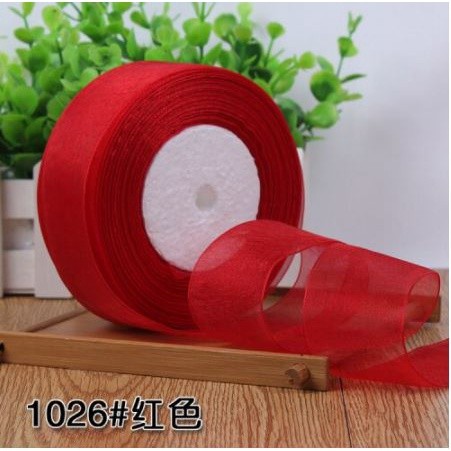 50yard 2/2.5cm Organza Ribbon gift wrapping decoration Christmas silk ribbons for Wedding DIY Craft(1074L) - Image 9