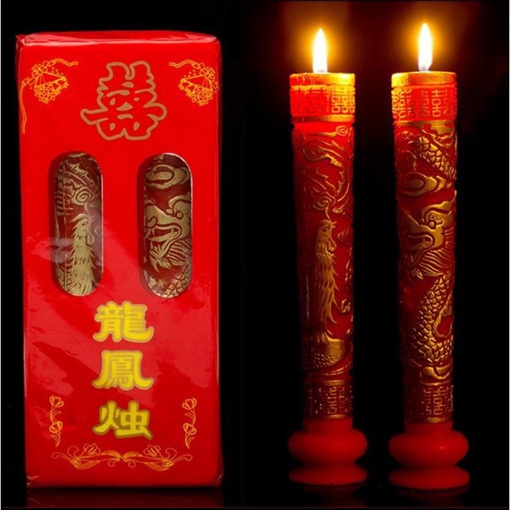 1set Wedding supplies dragon and phoenix candles wedding room decoration new house layout happy words 龙凤蜡烛(1253L) - Image 9