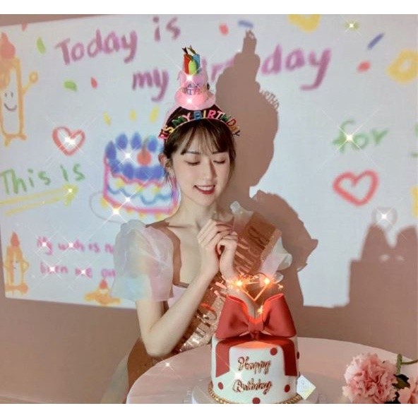 Birthday Party Projection Lamp Creative Atmosphere Light Cake Projector Lights Happy Birthday Decorations生日快乐投影(2021L)