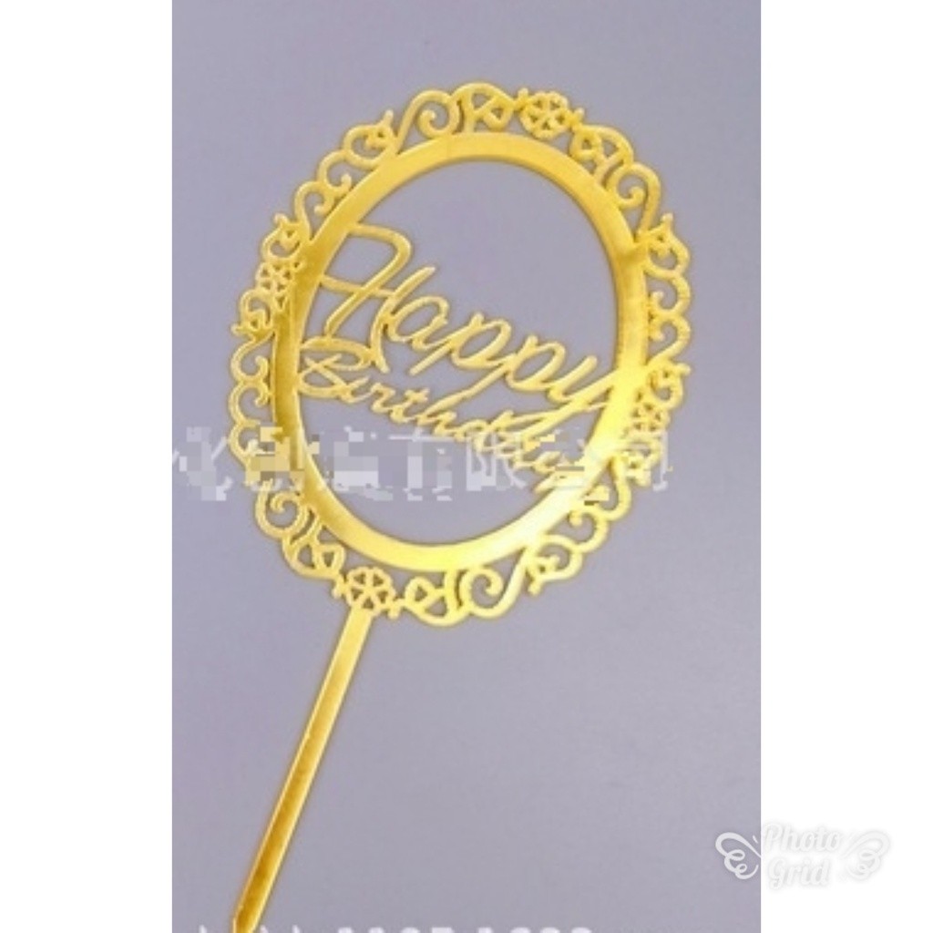 Vintage Frame Glitter Acrylic Happy Birthday Cake Topper Cupcake Toppers Cake Top Flags Birthday Party Wedding (420L) - Image 3