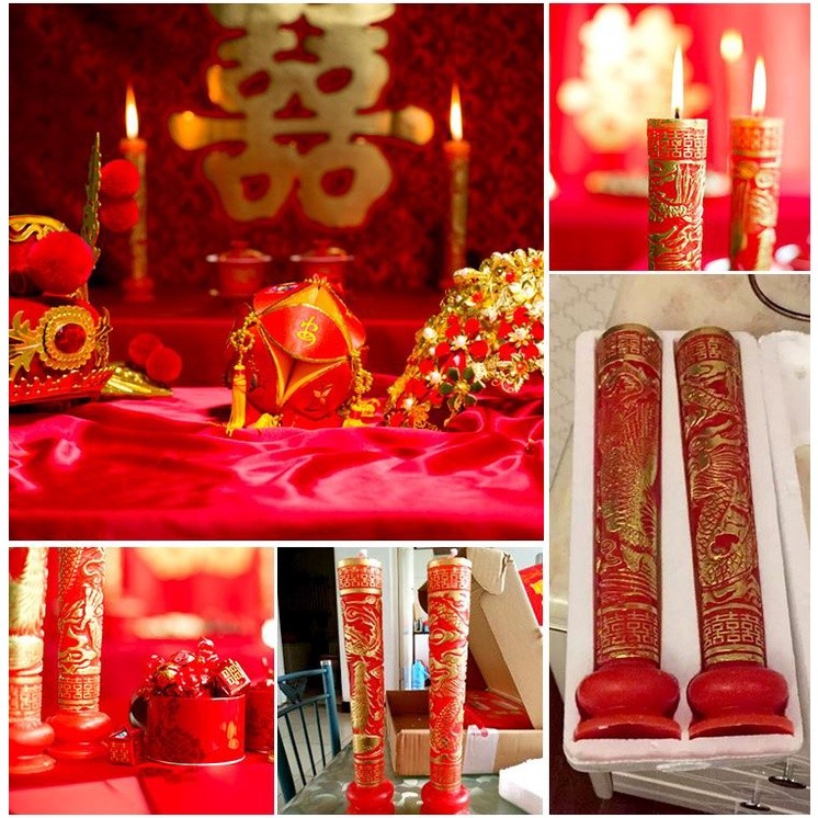 1set Wedding supplies dragon and phoenix candles wedding room decoration new house layout happy words 龙凤蜡烛(1253L) - Image 3