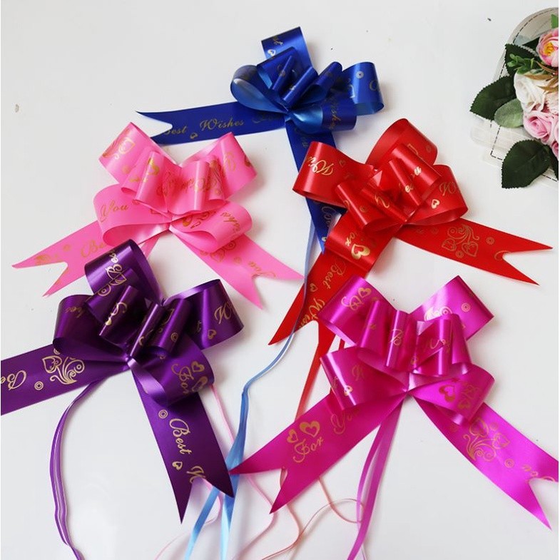 1pc 45# "LOVE""BEST WISHES FOR YOU" Gift Wrap Pull Bows Wedding Birthday Ribbon Decorations for Wedding (1313L) - Image 2