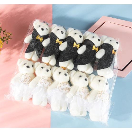 2PCS Hot Lover Plush Bear Toys Small Pendant Wholesale Couple Wedding Bouquet Bears Soft Stuffed Toy For Kids (1582L) - Image 4