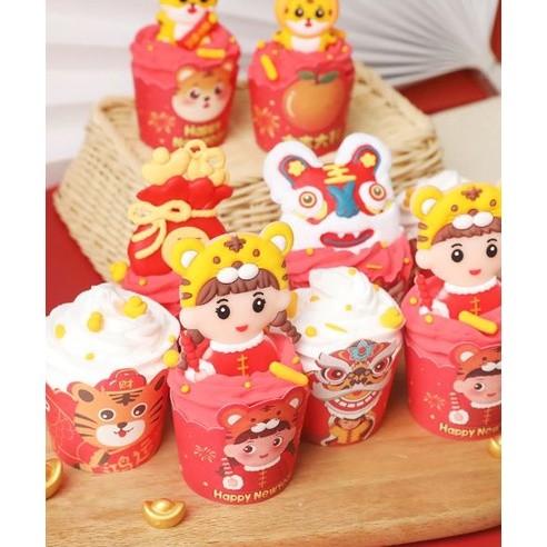 2023 New Year Cupcake Paper Muffin Cup Oil-Proof For Pastry Cake Kit New Year Spring Festival Favours(2022L) - Image 3