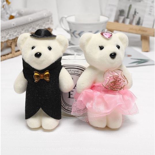 2PCS Hot Lover Plush Bear Toys Small Pendant Wholesale Couple Wedding Bouquet Bears Soft Stuffed Toy For Kids (1582L) - Image 14