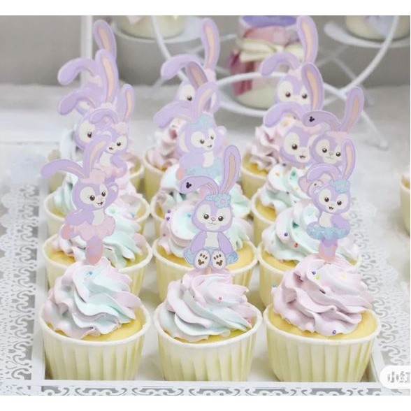 Cake Decoration Ornaments Purple Rabbit Disney StellaLou Girl's Favor Birthday Dessert Table Scene Decor可爱兔子插牌星戴露(2025L) - Image 6