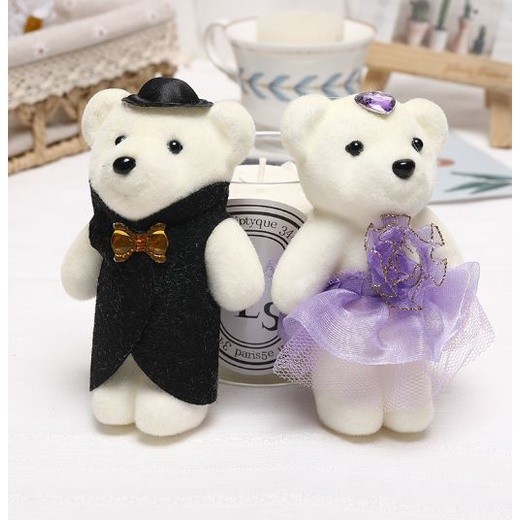 2PCS Hot Lover Plush Bear Toys Small Pendant Wholesale Couple Wedding Bouquet Bears Soft Stuffed Toy For Kids (1582L) - Image 12