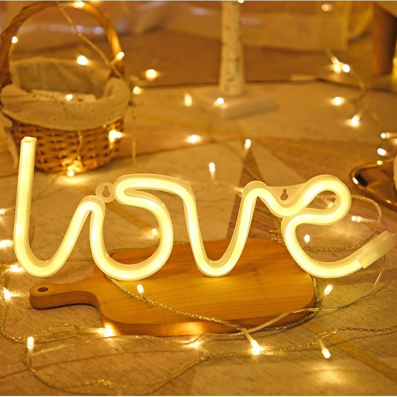 Love Neon Lights LED Letter Love Shape Confession Valentine's Proposal Wedding Party Decoration Lights Battery(1384L)