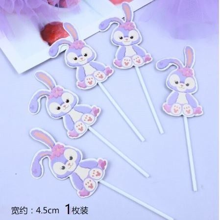 Cake Decoration Ornaments Purple Rabbit Disney StellaLou Girl's Favor Birthday Dessert Table Scene Decor可爱兔子插牌星戴露(2025L) - Image 12