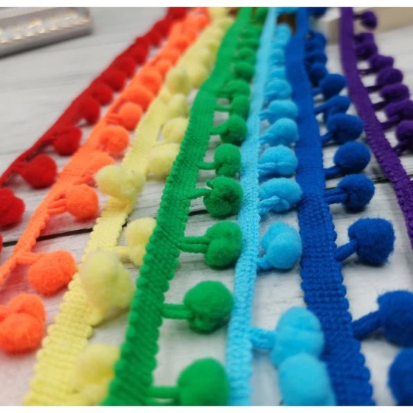 1Yard Pom Pom Trim Ball 12mm Handmade DIY MINI Pearl Pompom Fringe Ribbon Sewing Lace Kintted Fabric毛球花边(2031L) - Image 5