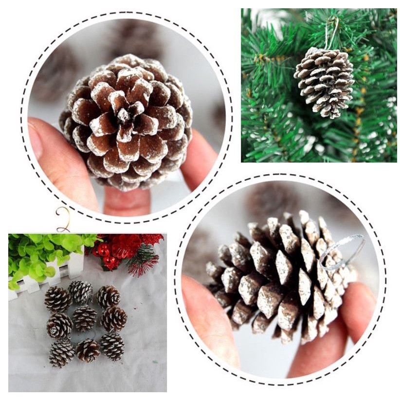 6pcs Artificial Plants Fake Pine Cone Decorative Flowers Wreaths for Home Wedding Decoration Christmas Tree Decor(2028L)