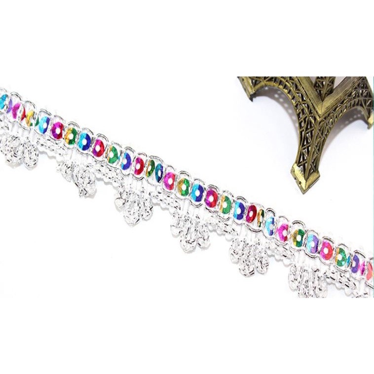 1yard 2cm Gold Silver Sequined Lace Ribbon Sewing Garment Fabric Trims Wedding Party Cosplay Dress Skirts 金银丝亮片花边(2030L) - Image 5