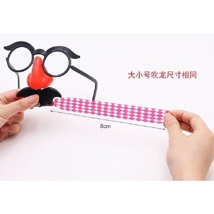Party Favors Funny Clown Nose Mustache Glasses Whistle Costume Ball Round Frame False Nose blow out 胡子大眼镜大鼻子吹龙(2033L) - Image 3
