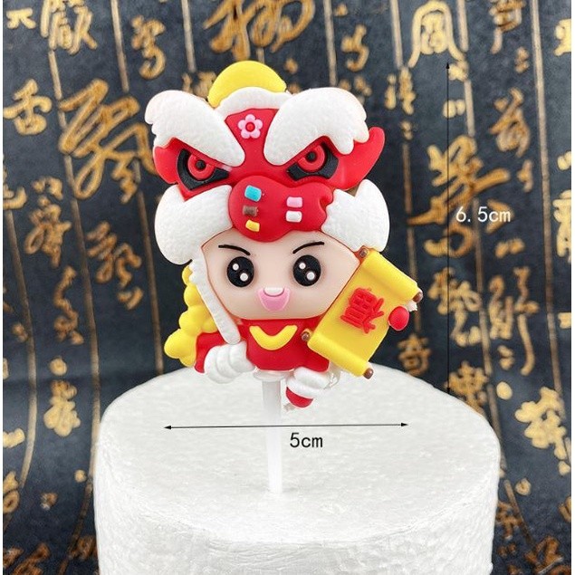 New Year's Cake Toppers Lion Dance Child Rabbit Doll Candied Gourd Chinese-style Baby Feast Birthday Cake Decor(2041L) - Image 4