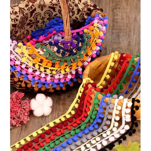 1Yard Pom Pom Trim Ball 12mm Handmade DIY MINI Pearl Pompom Fringe Ribbon Sewing Lace Kintted Fabric毛球花边(2031L) - Image 6