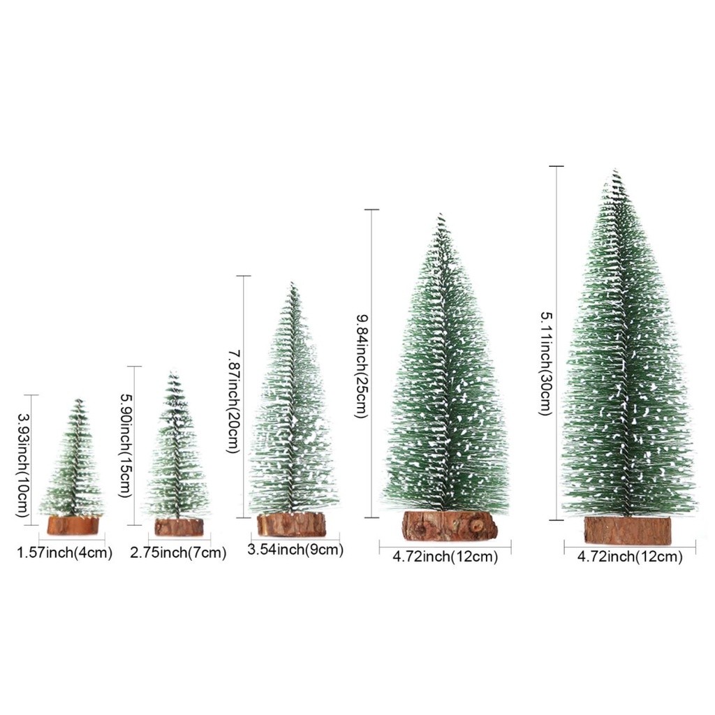 7/9/10/15/20cm Mini Snow Pine Needle Tree Bauble Crafts Noel Tree Ornaments Wooden Christmas Decorations for Home(1102L) - Image 6