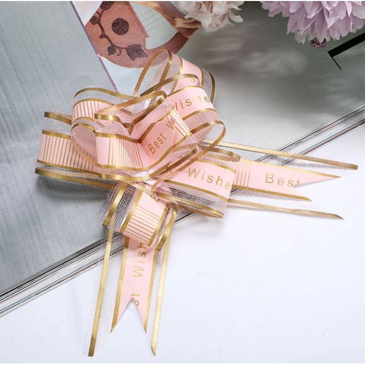 1pc 3cm " Best Wishes" Pullbows Attractive Wide Applications Cloth Wedding Car Gift Packing Pull Bow Ribbons(1315L) - Image 4