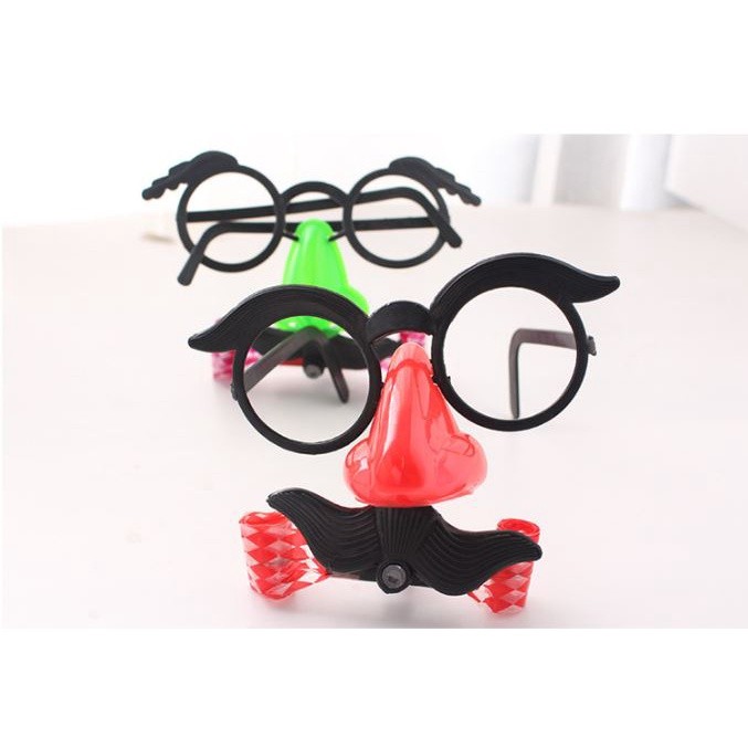 Party Favors Funny Clown Nose Mustache Glasses Whistle Costume Ball Round Frame False Nose blow out 胡子大眼镜大鼻子吹龙(2033L)