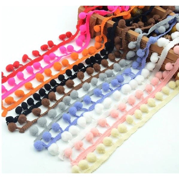 1Yard Pom Pom Trim Ball 12mm Handmade DIY MINI Pearl Pompom Fringe Ribbon Sewing Lace Kintted Fabric毛球花边(2031L) - Image 2