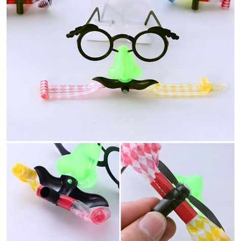 Party Favors Funny Clown Nose Mustache Glasses Whistle Costume Ball Round Frame False Nose blow out 胡子大眼镜大鼻子吹龙(2033L) - Image 8