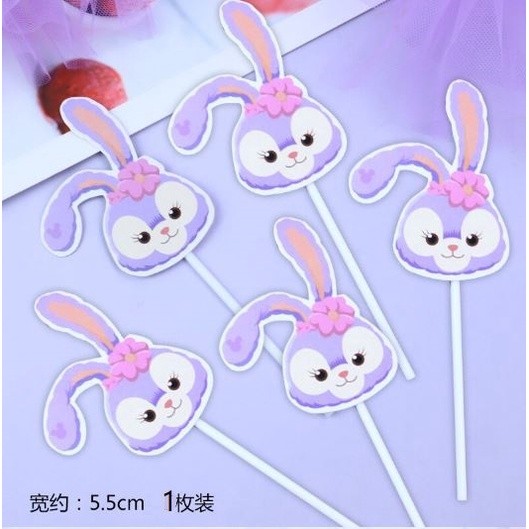 Cake Decoration Ornaments Purple Rabbit Disney StellaLou Girl's Favor Birthday Dessert Table Scene Decor可爱兔子插牌星戴露(2025L) - Image 10