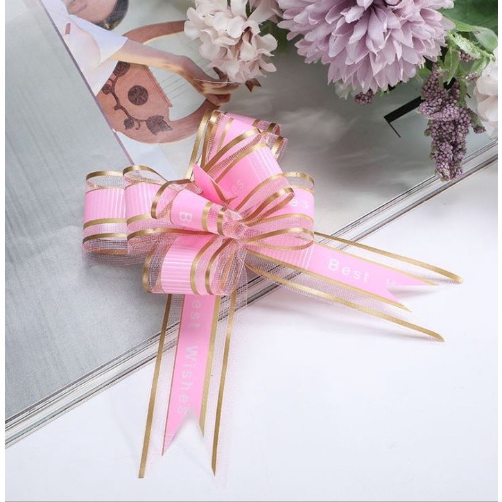 1pc 3cm " Best Wishes" Pullbows Attractive Wide Applications Cloth Wedding Car Gift Packing Pull Bow Ribbons(1315L) - Image 5