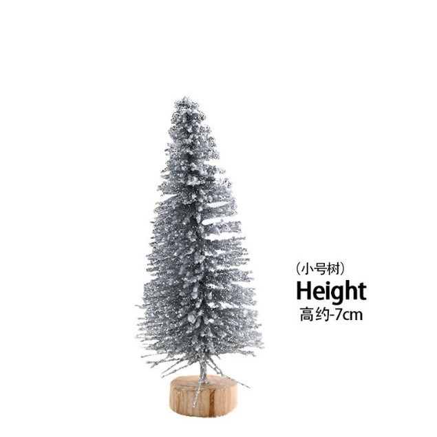 7/9/10/15/20cm Mini Snow Pine Needle Tree Bauble Crafts Noel Tree Ornaments Wooden Christmas Decorations for Home(1102L) - Image 11