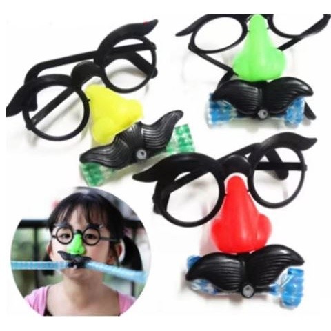 Party Favors Funny Clown Nose Mustache Glasses Whistle Costume Ball Round Frame False Nose blow out 胡子大眼镜大鼻子吹龙(2033L) - Image 6