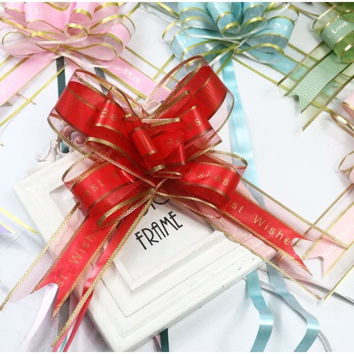 1pc 3cm " Best Wishes" Pullbows Attractive Wide Applications Cloth Wedding Car Gift Packing Pull Bow Ribbons(1315L) - Image 3