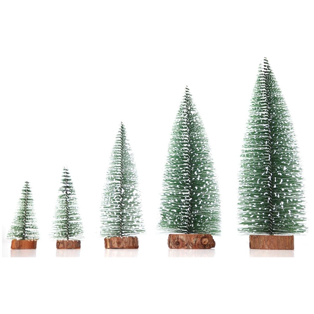7/9/10/15/20cm Mini Snow Pine Needle Tree Bauble Crafts Noel Tree Ornaments Wooden Christmas Decorations for Home(1102L) - Image 5
