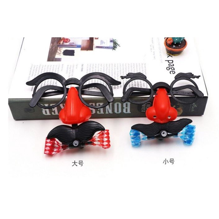 Party Favors Funny Clown Nose Mustache Glasses Whistle Costume Ball Round Frame False Nose blow out 胡子大眼镜大鼻子吹龙(2033L) - Image 4