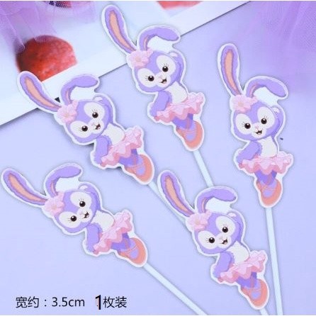 Cake Decoration Ornaments Purple Rabbit Disney StellaLou Girl's Favor Birthday Dessert Table Scene Decor可爱兔子插牌星戴露(2025L) - Image 11