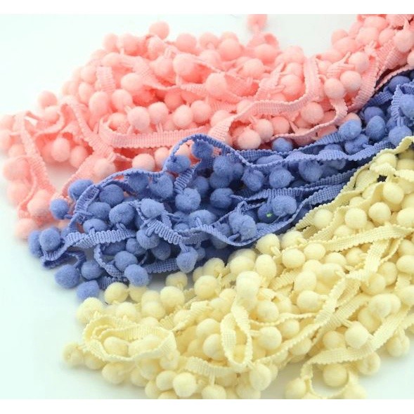 1Yard Pom Pom Trim Ball 12mm Handmade DIY MINI Pearl Pompom Fringe Ribbon Sewing Lace Kintted Fabric毛球花边(2031L) - Image 3