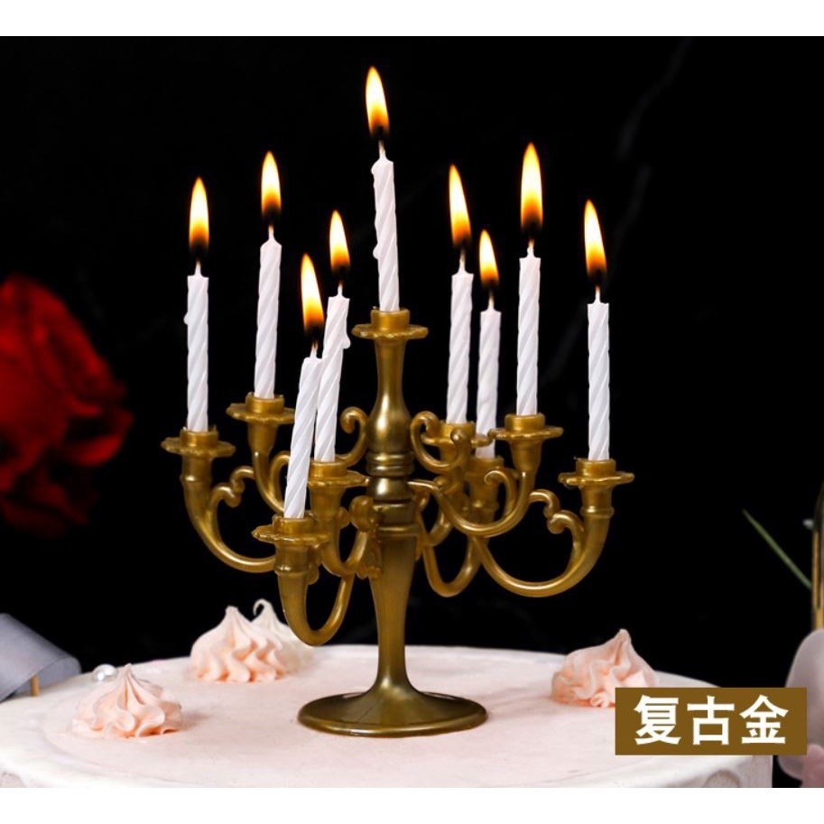 9pcs Candles and Candlestick Bracket 1 Set Cake Topper Birthday Party Cake Candle Holders Toppers Decoration(887L) - Image 13