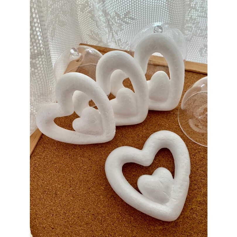2pcs 8cm Heart-shaped White Bubble Polystyrene foam wedding decoration heart shaped Creative Handmade Flower(1397L) - Image 3