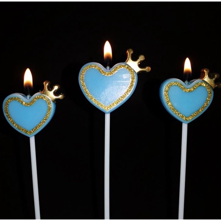 1set three sticks love crown birthday candles pink blue cute children's Valentine cake decoration confession(1358L) - Image 6