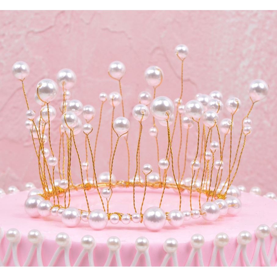 Light LED Lamp CakeTopper Pearl Princess Crown Cake Topper Happy Birthday Cake Decoration DIY Party Wedding Party(751L) - Image 4