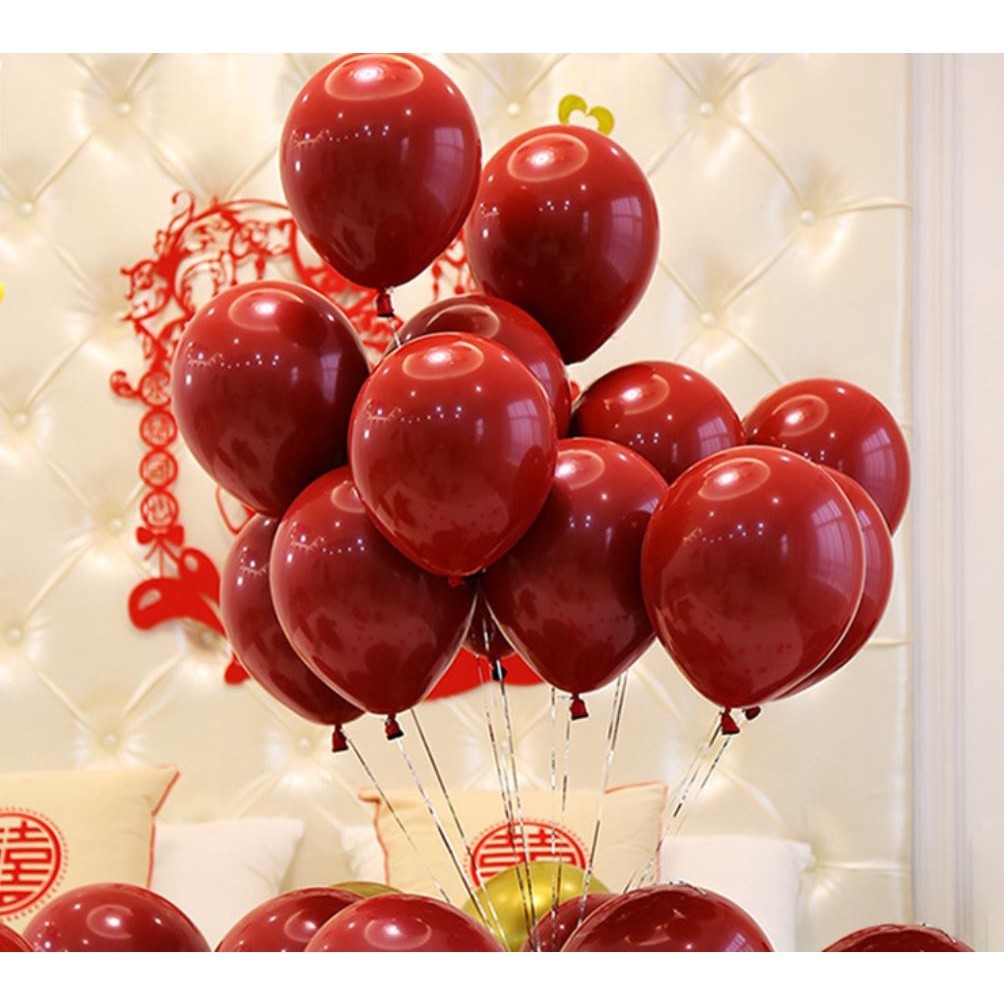 5pcs Double Single Layer 2.2g Balloon Glossy Metallic Red Latex Balloons Chrome Balloons Wedding Party Decoration(654L)