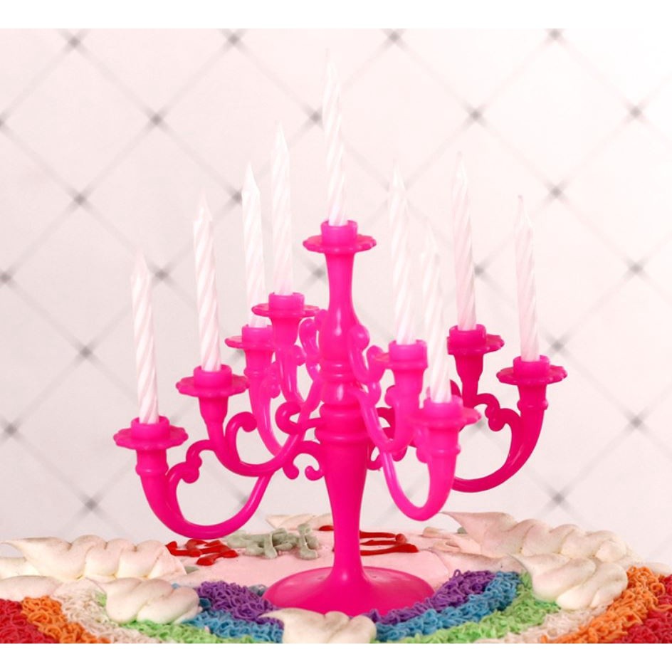 9pcs Candles and Candlestick Bracket 1 Set Cake Topper Birthday Party Cake Candle Holders Toppers Decoration(887L) - Image 11
